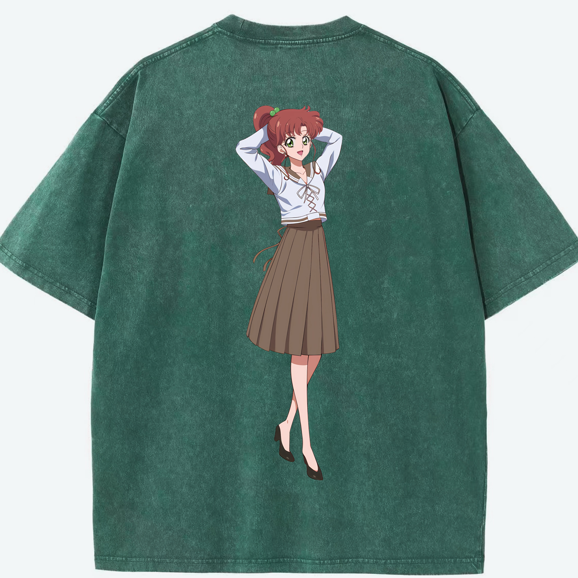 （画像用） 美少女戦士セーラームーン 木野 まこと きの まこと Sailor Moon Kino Makoto （セーラージュピター；Sailor Jupiter） 綿100% ヴィンテージ風 半袖Tシャツ（背面プリント）